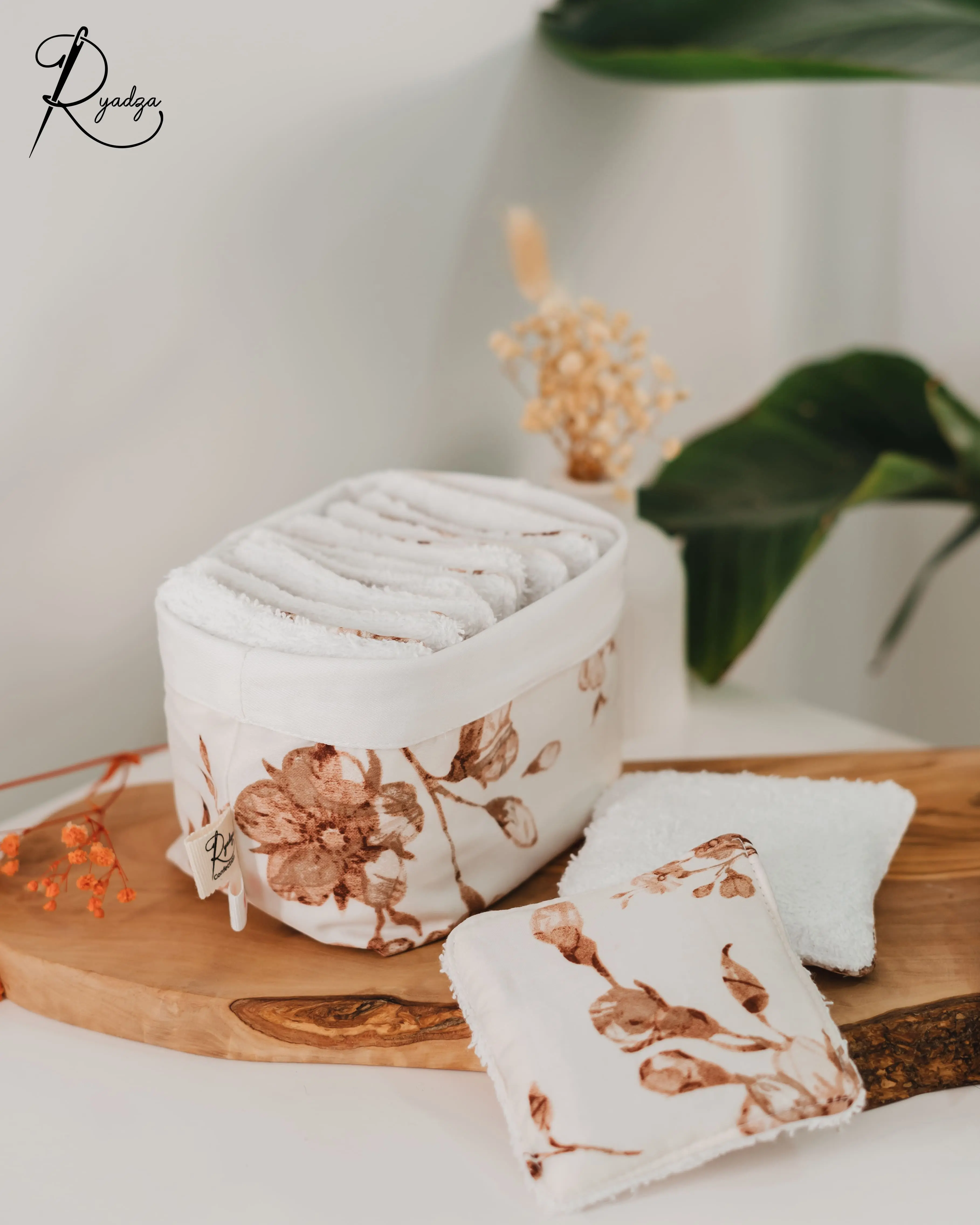 Ensemble zéro déchet : panière et 10 cotons réutilisables