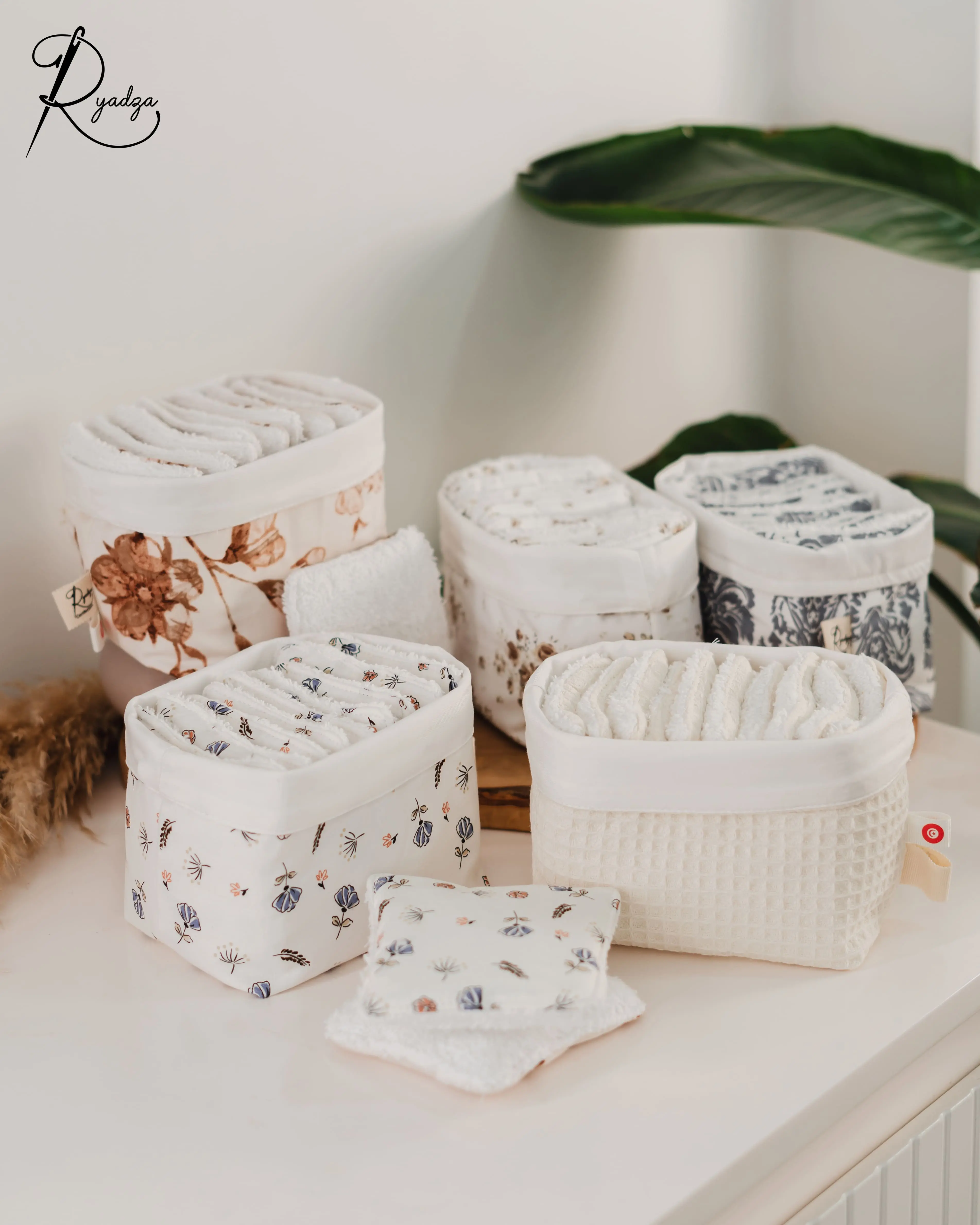 Ensemble zéro déchet : panière et 10 cotons réutilisables