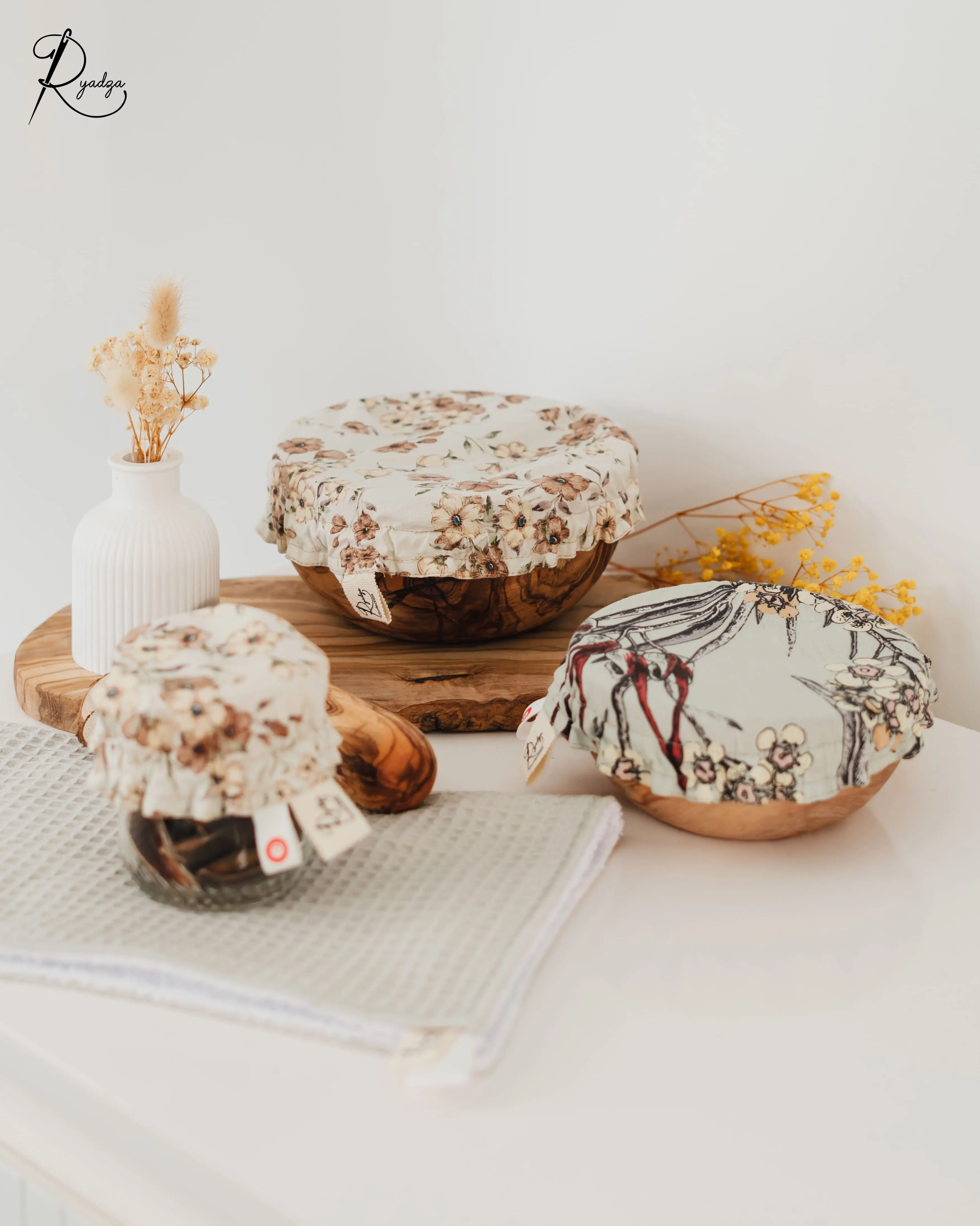 Kit zéro déchet : 3 couvre-bols en tissu – Tailles assorties